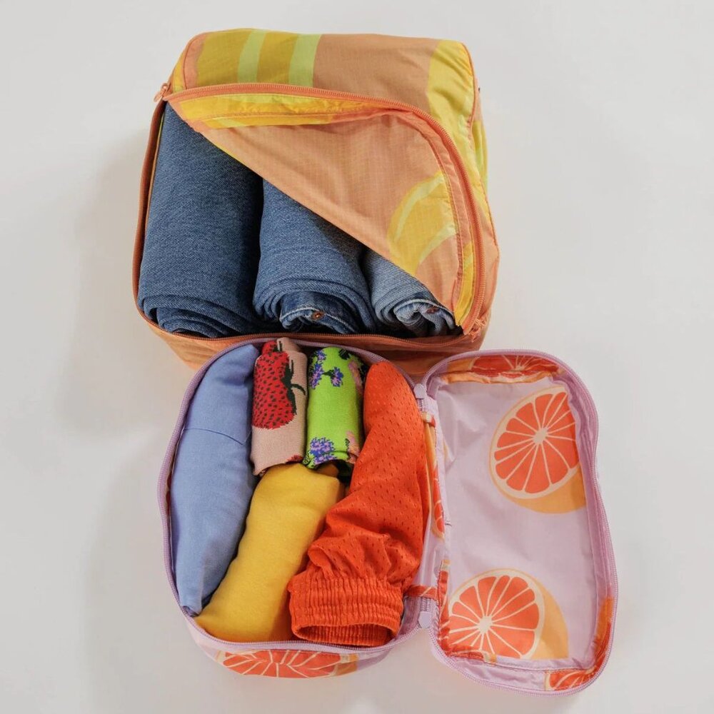 NWT Baggu Packing Cube Set - Archive Fruits (Grapefruit, Banana) - Picture 3 of 4